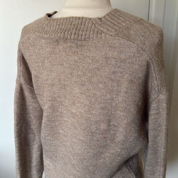 Mango MNG V-Neck‎ Sweater Small Taupe Knit Long Sleeve Casual Pullover - Picture 5 of 8
